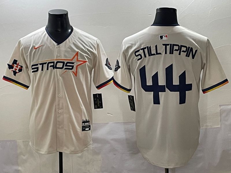 Men 2025 Houston Astros #44 Still Tippin Cream Three generations Joint Name Nike MLB Jersey style 7->san diego padres->MLB Jersey